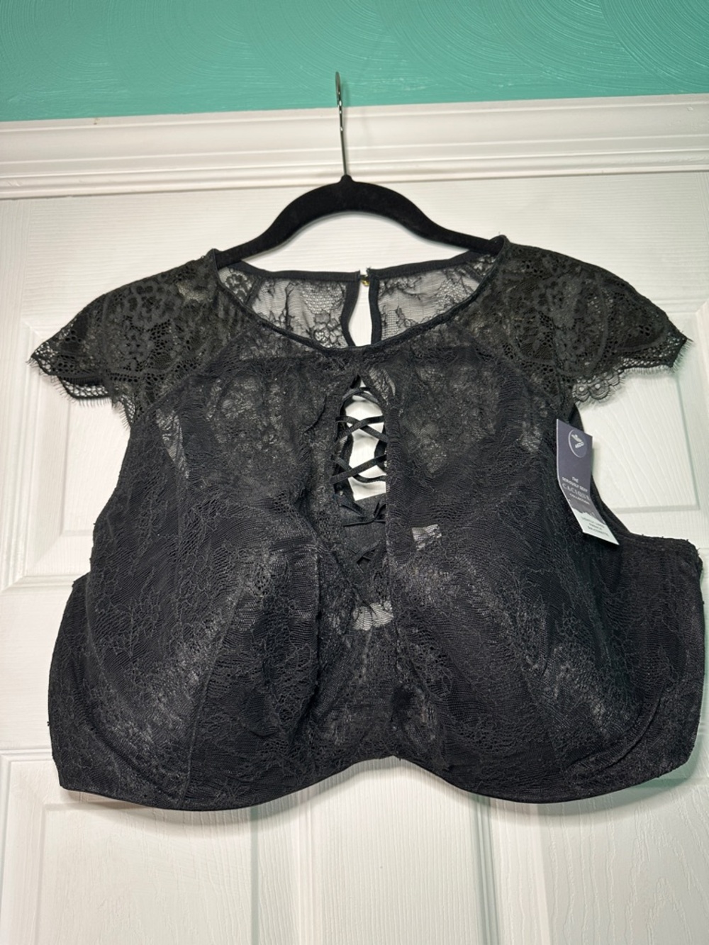 Lane Bryant Black Lace Capped Sleeve Bra